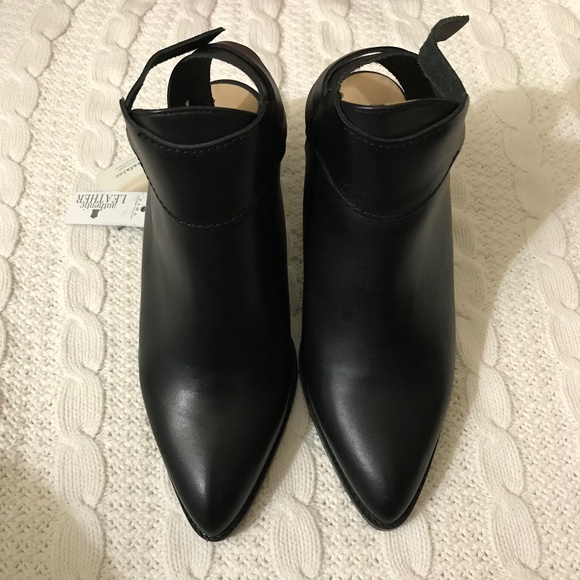 NWT Zara Genuine Leather Open Back Ankle Bootie Shoes - Picture 1 of 7